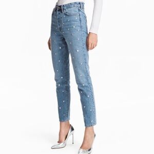 Vintage Fit H&M & Denim Blue Jeans with Celestial Silver Embellishments
